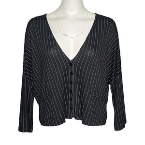 Alembika Size 4 Women’s US 12 / 14 Andromeda Cropped Cardigan Black Pinstripe